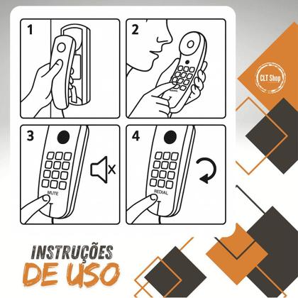 Imagem de Kit 3 Aparelho Telefone Fixo Gôngola com Fio e Teclado Luminoso mesa parede escritório prático