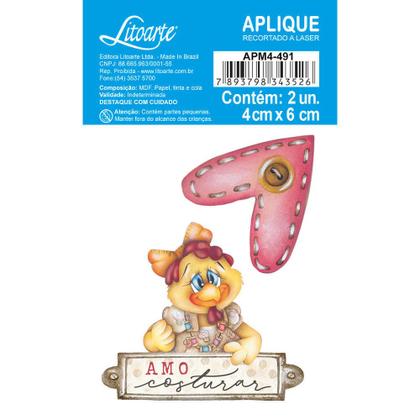 Imagem de Kit 3 Aplique Decoupage Coleção Costura Vintage Apm4-491 em Papel e Mdf 4cm Litoarte