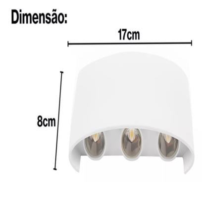 Imagem de kit 3 Arandela Branca Meia Lua Frisada Parede Externa Interna Led 6w Facho Triplo