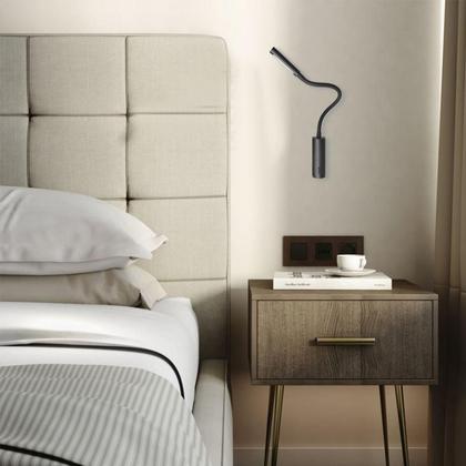 Imagem de Kit 3 Arandela Leitura Quarto Led Interruptor Preto Movel