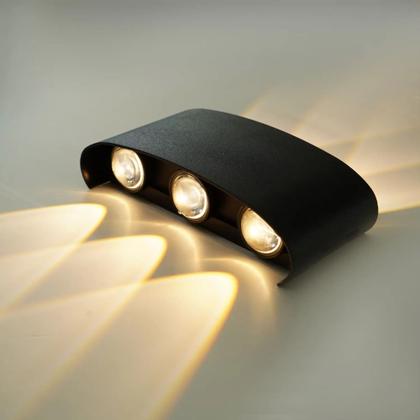 Imagem de kit 3 Arandela Meia Lua Frisada Parede Externa Interna Led 6w Facho Triplo Branco Quente