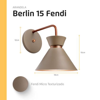 Imagem de Kit 3 Arandela Parede Berlin 15cm Fendi C/ Cobre