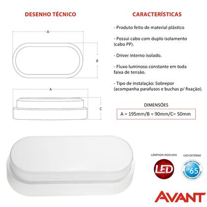 Imagem de Kit 3 Arandela Tartaruga Led Branca Ip65 20w Branco Frio 6500k