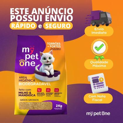 Imagem de Kit 3 Areia Biodegradável Gatos Bio Gold Grossa MyPetOne 6kg