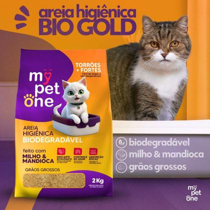 Imagem de Kit 3 Areia Biodegradável Gatos Bio Gold Grossa MyPetOne 6kg