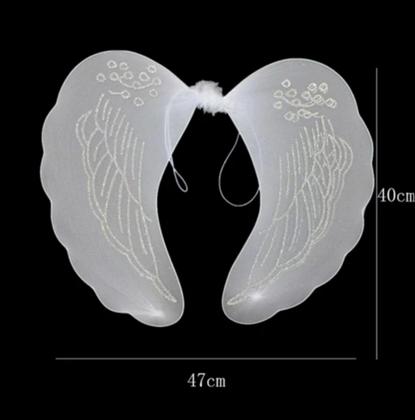 Imagem de Kit 3 Asa de Anjo Branco/Preto com Glitter Para Carnaval Festa Fantasia Cosplay