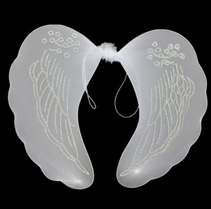 Imagem de Kit 3 Asa de Anjo Branco/Preto com Glitter Para Carnaval Festa Fantasia Cosplay