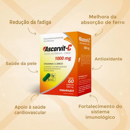 Imagem de Kit 3 AscorVit C 1000mg Vitamina C 60 Cápsulas Maxinutri