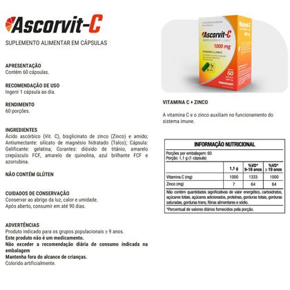 Imagem de Kit 3 AscorVit C 1000mg Vitamina C 60 Cápsulas Maxinutri