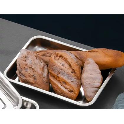 Imagem de Kit 3 Assadeira Forma Retangular Alta Aço Inox 32 x 22 x 4cm