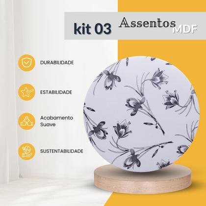 Imagem de Kit 3 Assento Redondo De Banqueta Banco Estofado 33 Cm Napa