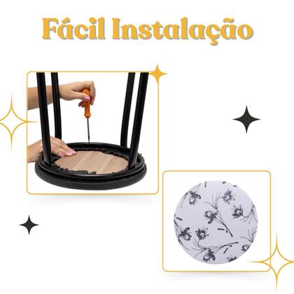 Imagem de Kit 3 Assento Redondo De Banqueta Banco Estofado 33 Cm Napa