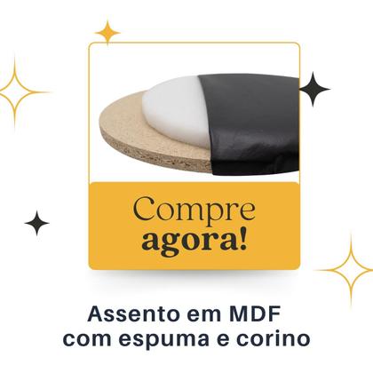 Imagem de Kit 3 Assento Redondo De Banqueta Banco Estofado 33 Cm Napa