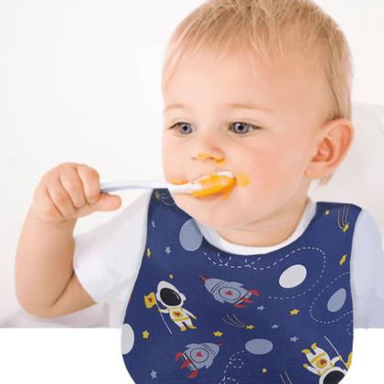 Imagem de Kit 3 Babador Bebe Impermeavel 25x34cm Varias Estampas Sortidas Botão Pressão Menino Menina