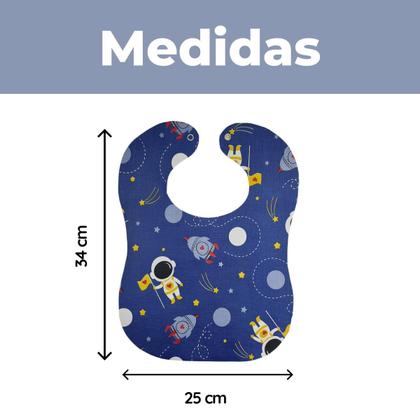 Imagem de Kit 3 Babador Bebe Impermeavel 25x34cm Varias Estampas Sortidas Botão Pressão Menino Menina