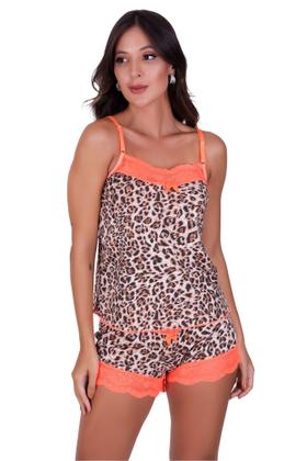 Imagem de Kit 3 Baby Doll Blusa e Short de Renda - c2 KIT 3 HELENA VACA AMARELO ONÇA LARANJA LEOPARDO PRETO
