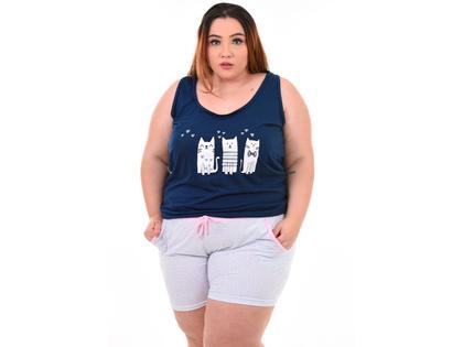 Imagem de Kit 3 Baby Dolls Plus Size Malha Pijama Regata Confortável