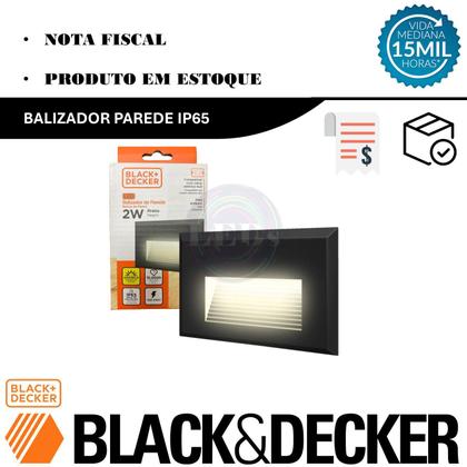 Imagem de Kit 3 Balizador Parede Preto 2w 4x2 Branco Quente 3000k IP65