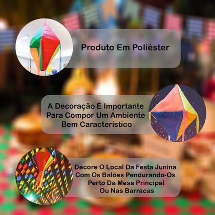 Imagem de Kit 3 Balões de Nylon Festa Junina São João Caipira 1 Balão Grande 2 Balões Pequeno