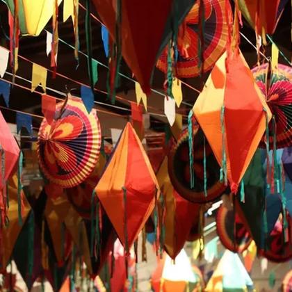 Imagem de Kit 3 Balões de Nylon Festa Junina São João Caipira 1 Balão Grande 2 Balões Pequeno