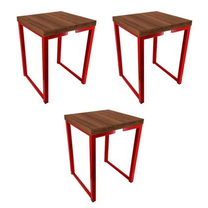 Imagem de Kit 3 Banco Banqueta Nova York Industrial Cozinha Área Gourmet Vermelho Villandry