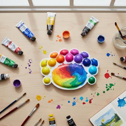 Imagem de Kit 3 Bandejas De Plastico Paleta Godê 16 Cavidades Para Pinturas Tinta Aquarela Escolar Artesanato