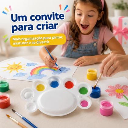 Imagem de Kit 3 Bandejas De Plastico Paleta Godê 8 Cavidades Para Pinturas Tinta Aquarela Escolar Artesanato