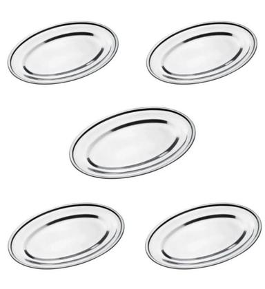 Imagem de Kit 3 bandejas travessa oval 26cm aço inox casa e cozinha moderna útil