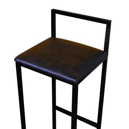 Imagem de Kit 3 Banqueta Alta Cozinha Bar Balcão Bistrô Industrial Preta Assento Estofado