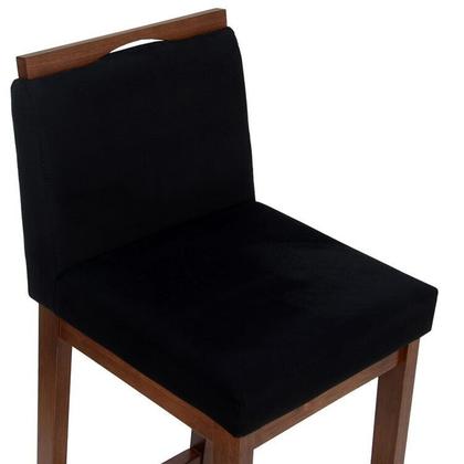 Imagem de Kit 3 Banqueta Bistrô Berlim Pé Alto em Madeira Maciça de Eucalipto Verniz Veludo