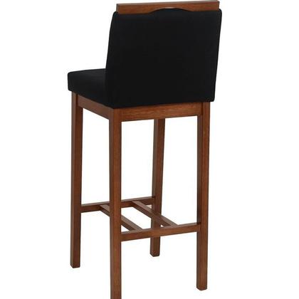 Imagem de Kit 3 Banqueta Bistrô Berlim Pé Alto em Madeira Maciça de Eucalipto Verniz Veludo