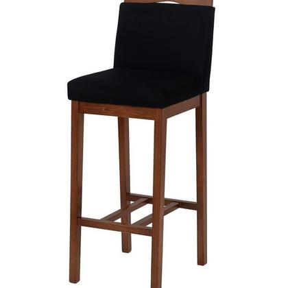 Imagem de Kit 3 Banqueta Bistrô Berlim Pé Alto em Madeira Maciça de Eucalipto Verniz Veludo