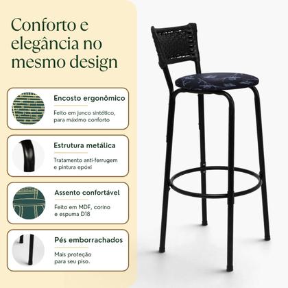 Imagem de Kit 3 Banqueta industrial Banco Cadeira Alta Cozinha Balcão Bancada