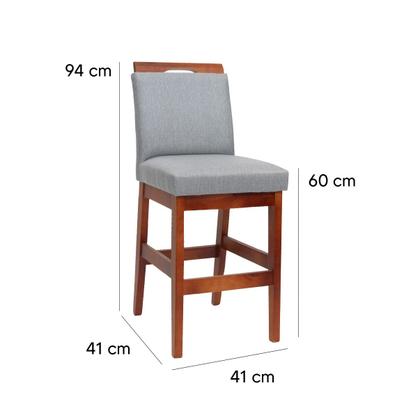 Imagem de Kit 3 Banquetas 60cm Para Cozinha De Madeira Maciça Estofada Com Encosto Para Bancada Americana E Área Gourmet