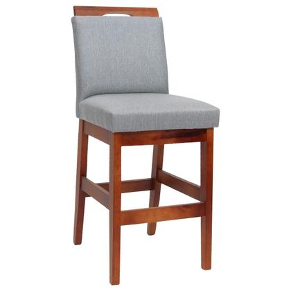 Imagem de Kit 3 Banquetas 60cm Para Cozinha De Madeira Maciça Estofada Com Encosto Para Bancada Americana E Área Gourmet