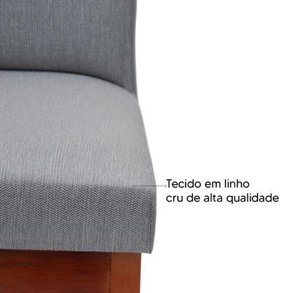 Imagem de Kit 3 Banquetas 60cm Para Cozinha De Madeira Maciça Estofada Com Encosto Para Bancada Americana E Área Gourmet