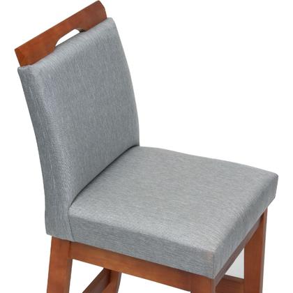 Imagem de Kit 3 Banquetas 60cm Para Cozinha De Madeira Maciça Estofada Com Encosto Para Bancada Americana E Área Gourmet