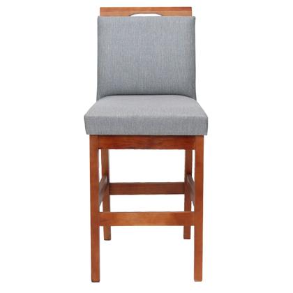 Imagem de Kit 3 Banquetas 60cm Para Cozinha De Madeira Maciça Estofada Com Encosto Para Bancada Americana E Área Gourmet