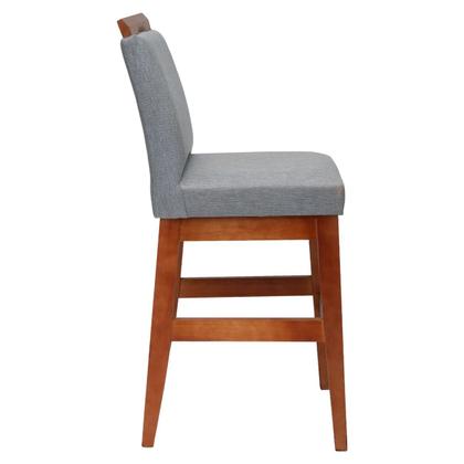 Imagem de Kit 3 Banquetas 60cm Para Cozinha De Madeira Maciça Estofada Com Encosto Para Bancada Americana E Área Gourmet