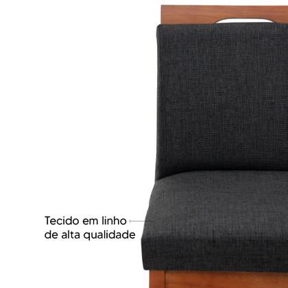 Imagem de Kit 3 Banquetas 60cm Para Cozinha De Madeira Maciça Estofada Com Encosto Para Bancada Americana E Área Gourmet