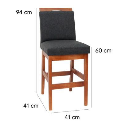 Imagem de Kit 3 Banquetas 60cm Para Cozinha De Madeira Maciça Estofada Com Encosto Para Bancada Americana E Área Gourmet