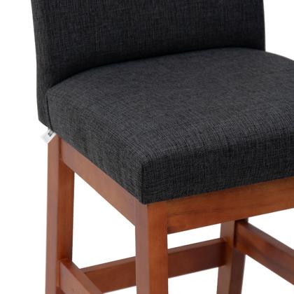 Imagem de Kit 3 Banquetas 60cm Para Cozinha De Madeira Maciça Estofada Com Encosto Para Bancada Americana E Área Gourmet