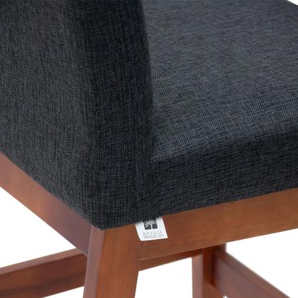 Imagem de Kit 3 Banquetas 60cm Para Cozinha De Madeira Maciça Estofada Com Encosto Para Bancada Americana E Área Gourmet