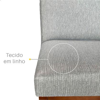 Imagem de Kit 3 Banquetas Alta 70cm Rubi Estofada Tecido Linho Base Madeira Maciça Canela Bancada Cozinha Gourmet Bistrô