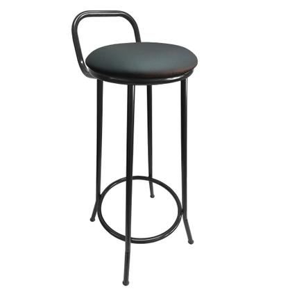 Imagem de Kit 3 Banquetas Alta Drink New de Metal Estofada Banco Alto Para Cozinha Bar Balcão Preta