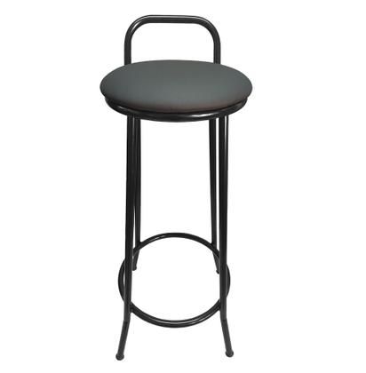 Imagem de Kit 3 Banquetas Alta Drink New de Metal Estofada Banco Alto Para Cozinha Bar Balcão Preta