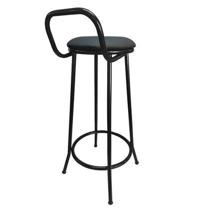 Imagem de Kit 3 Banquetas Alta Drink New de Metal Estofada Banco Alto Para Cozinha Bar Balcão Preta