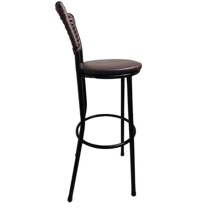 Imagem de Kit 3 Banquetas Alta Encosto Junco Café Assento Marrom