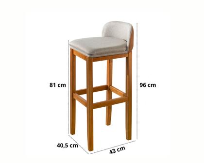 Imagem de Kit 3 Banquetas Alta Ônix Cozinha  Madeira Maciça Estofada Com Encosto  Área Gourmet