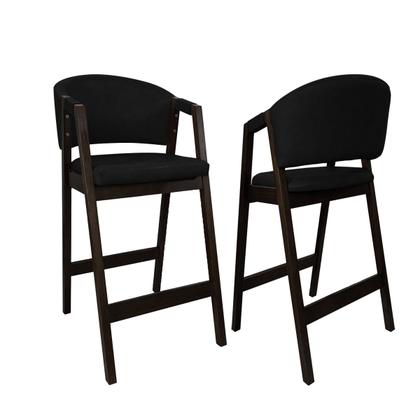 Imagem de Kit 3 Banquetas Alta para Bancada de Cozinha Ravena Madeira Maciça Capuccino Sintético Preto CCS